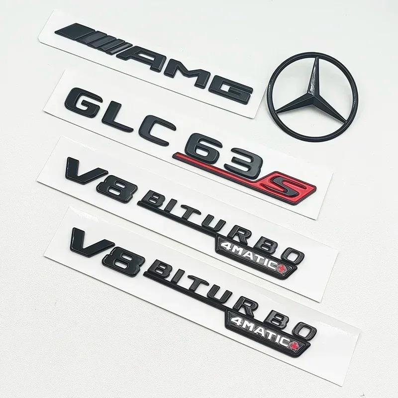 CQQ1 3D ABS Black GLC63S Logo Letters V8 BITURBO 4MATIC Badge Car Rear Star Sticker Trunk AMG Emblem For Mercedes Benz GLC AMG X253