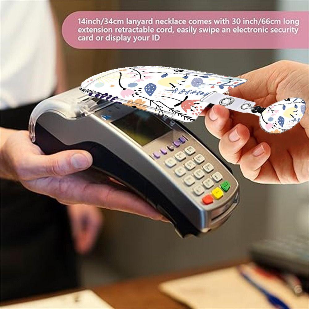 Flower Working Cards Holder Necklace Strap Retractable Badge Card Case  Card Protector