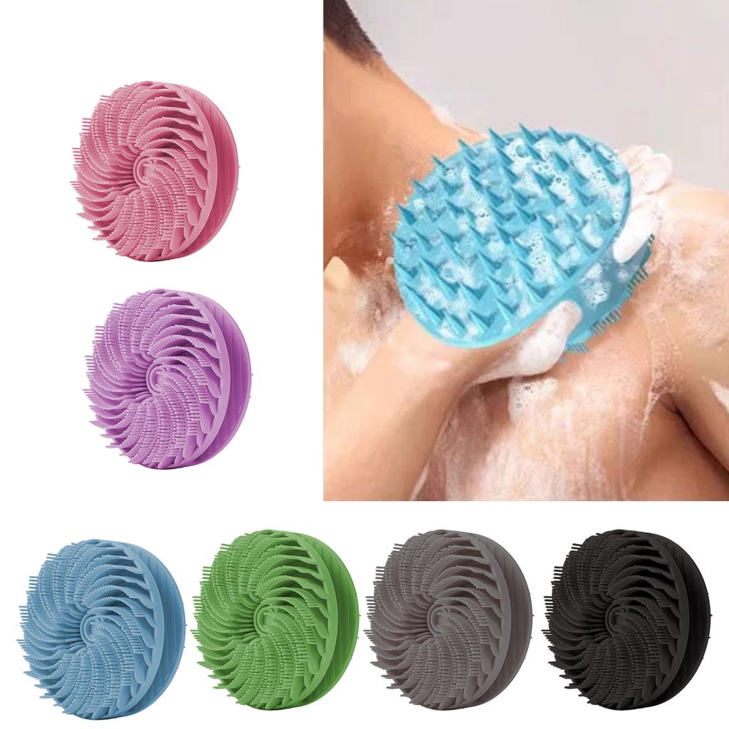 Двусторонняя силиконовая щетка для душа для мягкого отшелушивания и глубокого очищения с эргономичной ручкой