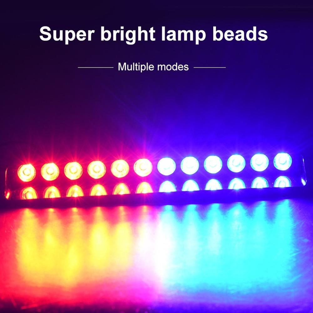 1Pcs Police Light Car LED Strobe Light Red Blue Amber White Signal Light Flash Dash Emergency Flash Windshield Warning Light 12V