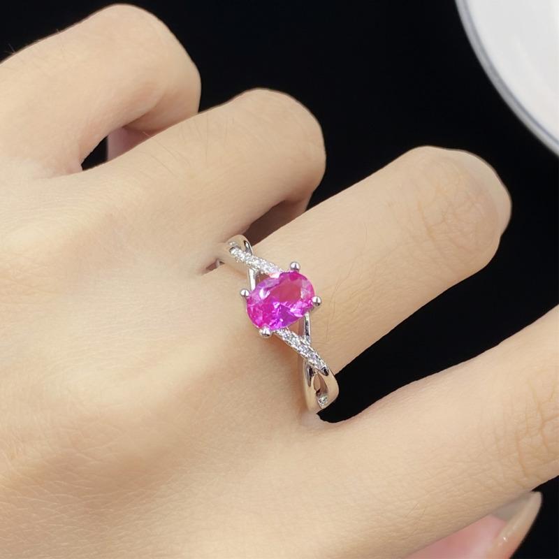 BELLA BOX Голубиное яйцо, красный корунд, имитация изумруда, сапфир, простой крест, закрученная линия, темперамент, нежное открытое кольцо для женщин