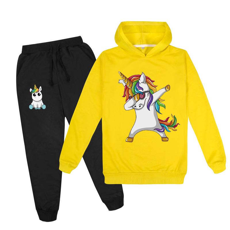 Kids Boys Girls Cute DAB Unicorn Hoodies Pants Suit Cartoon Children's Clothing Sweatshirts Casual Fashion Pullover