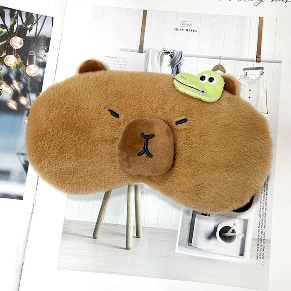 Promote Sleep Capybara Eye Cover Light-proof Cute Animal Eyepatch Plush Sleeping Mask  Travel