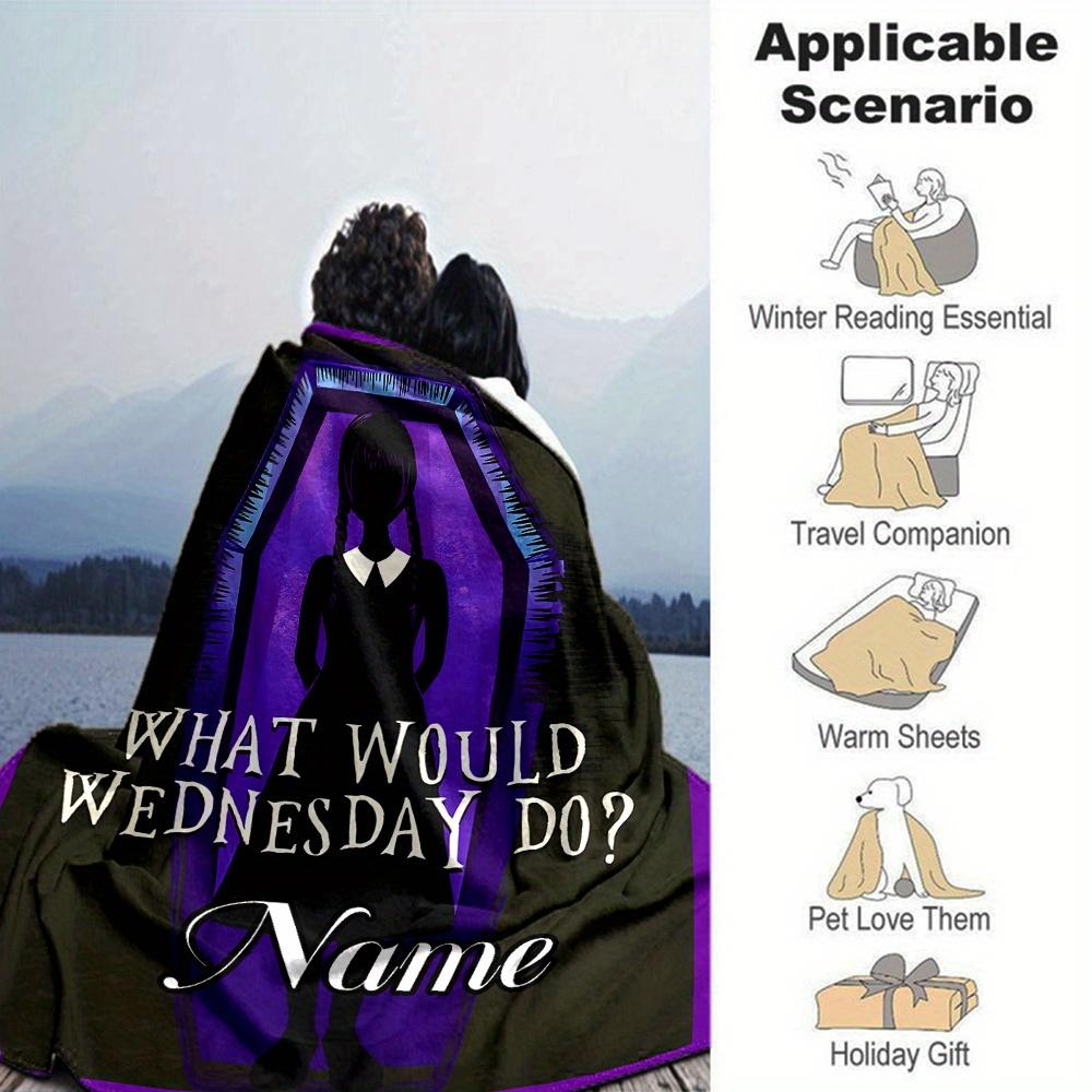 Wednesday Addams Purple Coffin Four Seasons Blanket Customized With Your Name Lightweight And Warm Perfect Gift For Home Office Camping Sofa Travel