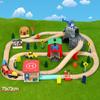 Трек-комплект, детская игрушечная железная дорога, вертолетная площадка, транспортная пещера, поезд, деревянный, совместимый с деревянными автомобилями 1:64 Старше трех лет