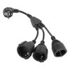 Power Cable Splitter 3 Outlet Adapter Extension Cord for Home Kitchen Office Maximum 16A 1.5mm² Black EU Plug