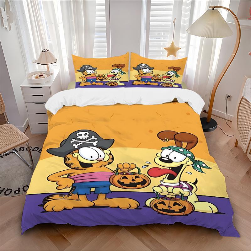 3pcs Halloween Garfield and Odie Bedding Set, Including, Without Filling, Soft and Comfortable Home Bedroom.H044