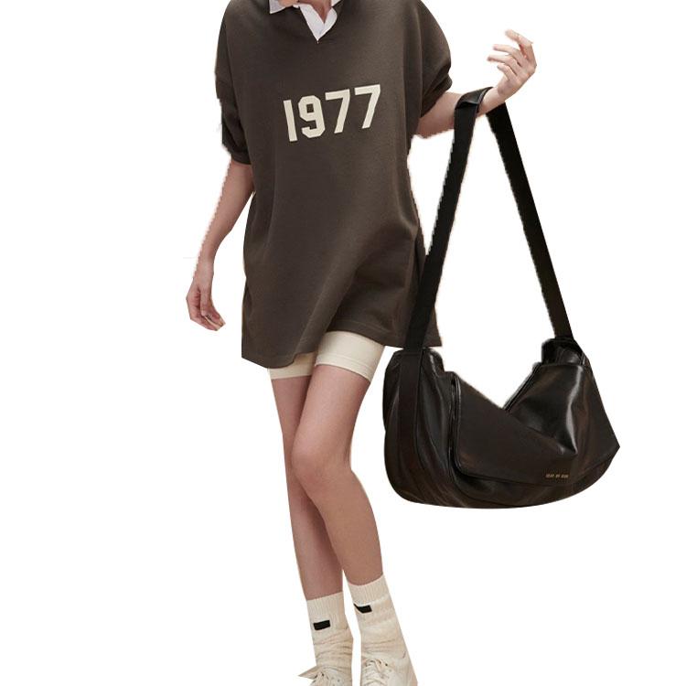 Fear of God Essentials 1977 Серия FW22 Хенли Регби Лонгслив Поло С Контрастной Печатью Цифр Унисекс Топы Древесно-Коричневый FOG-FW22-032