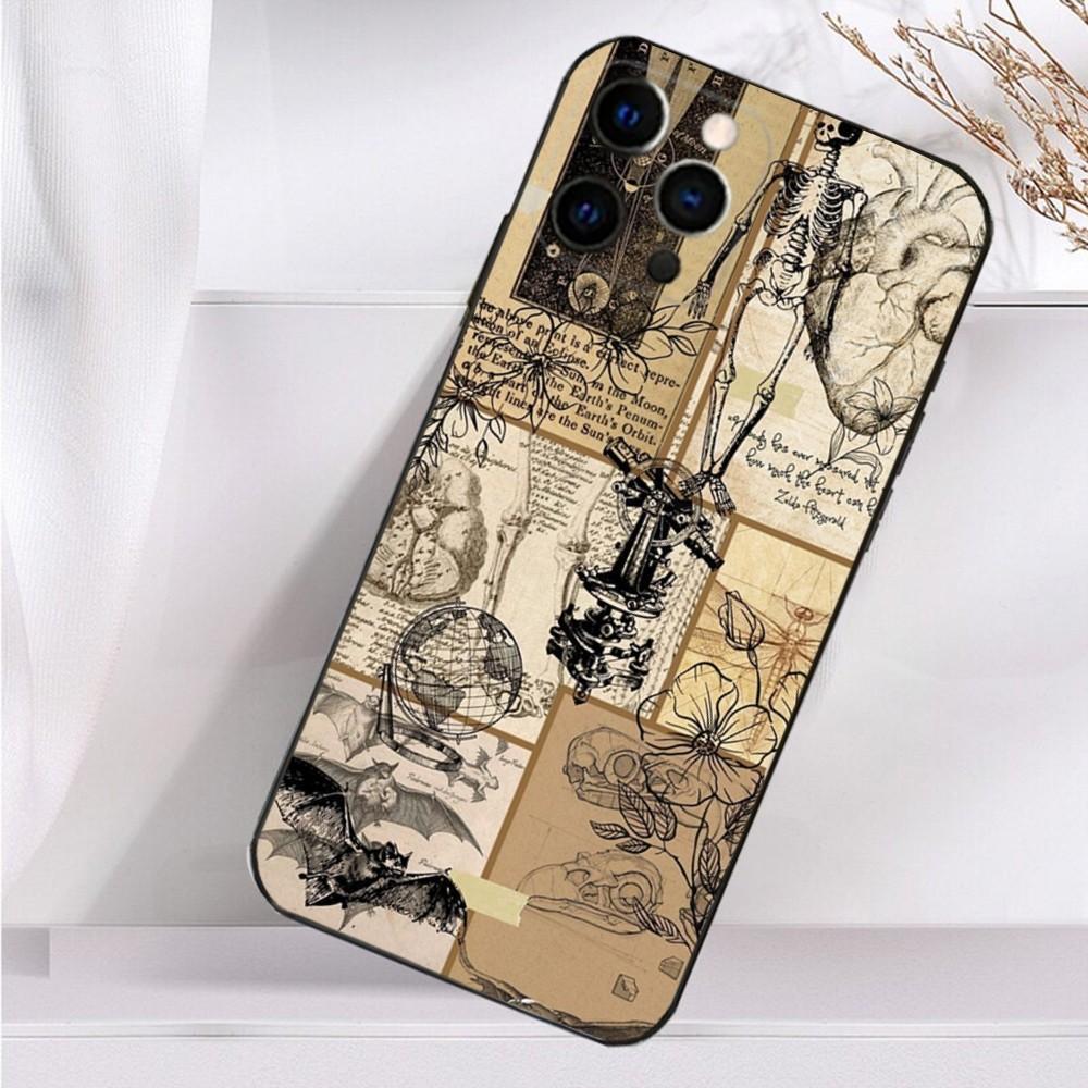 Медицинский Чехол для Телефона с Анатомией Человека Для iPhone 16,15,14,13,12,11 Plus,Pro Max,XS,X,XR,SE,Mini,8,7 Мягкий Силиконовый Черный Чехол