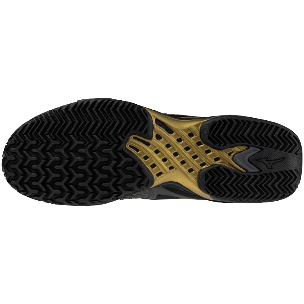 Теннисные кроссовки Wave Exceed TOUR 6 OC для игры на искусственной траве, клубные занятия, легкие, для софт-тенниса и хард-тенниса, темно-серый x золотой x черный, см 2E [Mizuno]