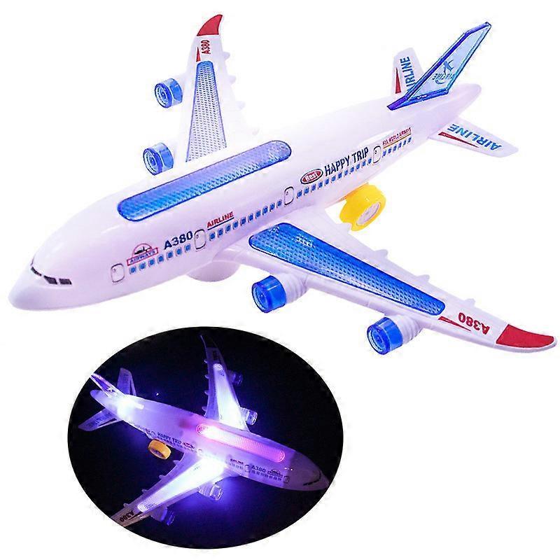 Novel Music Universal Airbus A380 Plane Model Toy Vehicles Fashion Flashing Assembly Automatic Steering Electric Airplane Toys