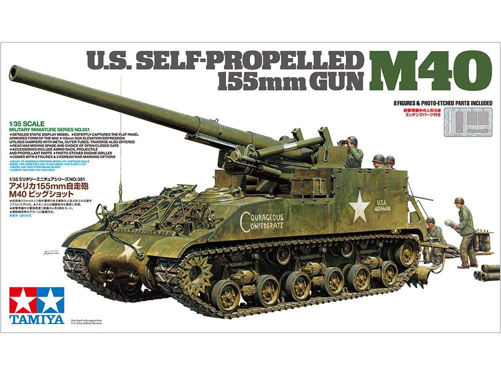 Tamiya 135 Military Miniature Series No.351 US Army 155mm M40 Self-Propelled Artillery Big Shot Plastic Model 35351