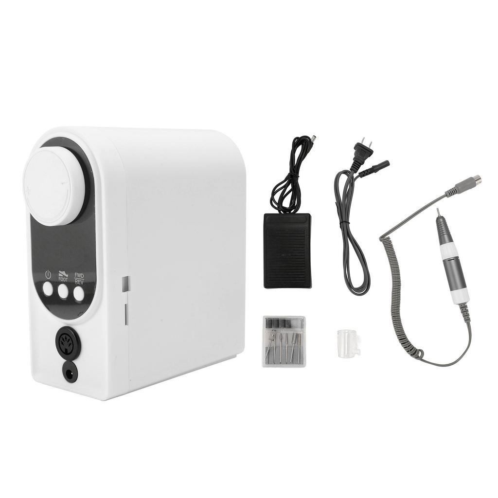 Electric Nail Drill Professional 35000RPM Plug and Play Nail File Machine with Foot Pedal Pen