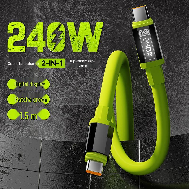 Кабель Type-C для быстрой зарядки 240 Вт с дисплеем реального времени для Apple 15/16, Huawei и Android