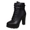 Women's High Heels Fall Chunky Roman-style Belt Buckle Short Boots Fashion Platform Ankle Boots Black Red Ladies Autumn Booties