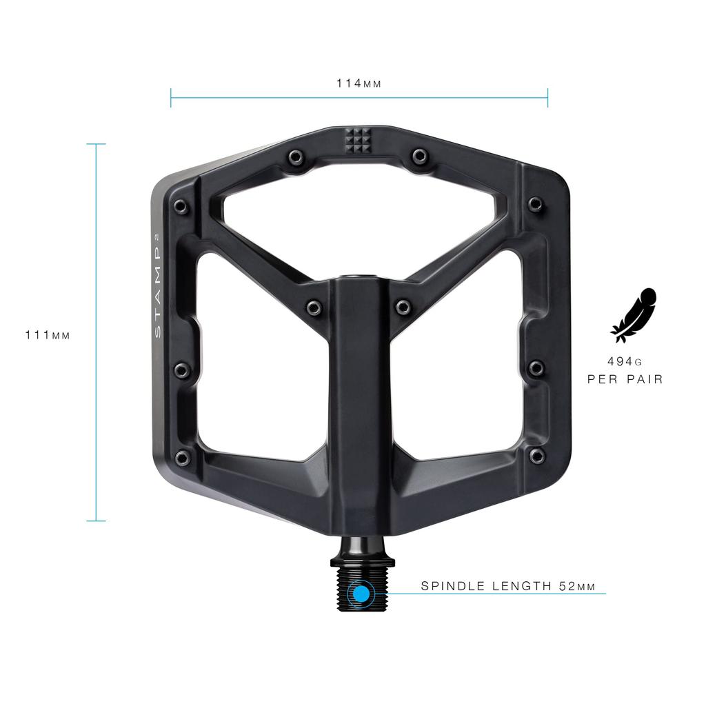 Педали CRANK BROTHERS Stamp 2 MTB Flat 2020, Большие, Черные,