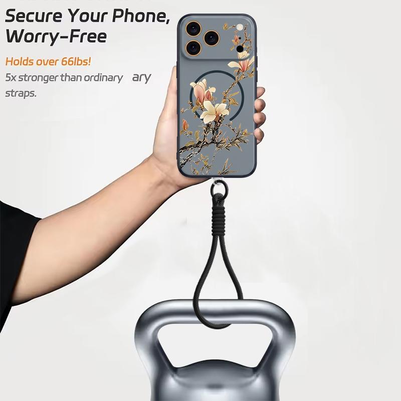INS Чехол с цветочным узором и ремешком на руку Для iPhone 17 Pro Max iPhone 16 15 14 13 Pro Max Магнитный Для Magsafe Гибридный ТПУ+ПК Матовое покрытие