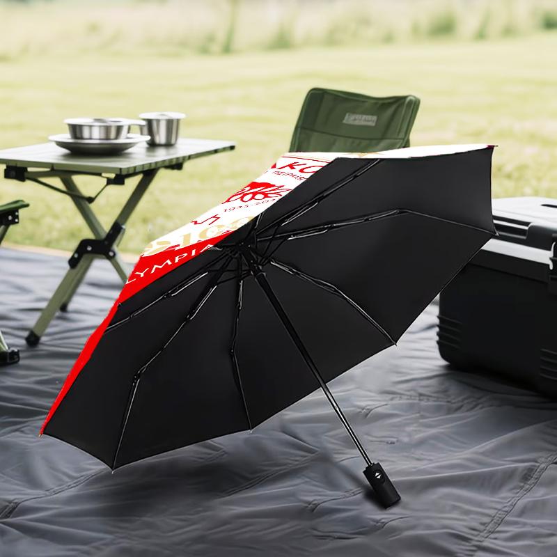 Olympiacos Fc Crest Emblem Umbrella Folding umbrella, automatic umbrella 8-Frame for Travel, camping Use Gift for Halloween Christmas