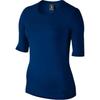 Профессиональная однотонная тренировочная дышащая быстросохнущая футболка с коротким рукавом для женщин, топы темно-синего цвета 832055-433