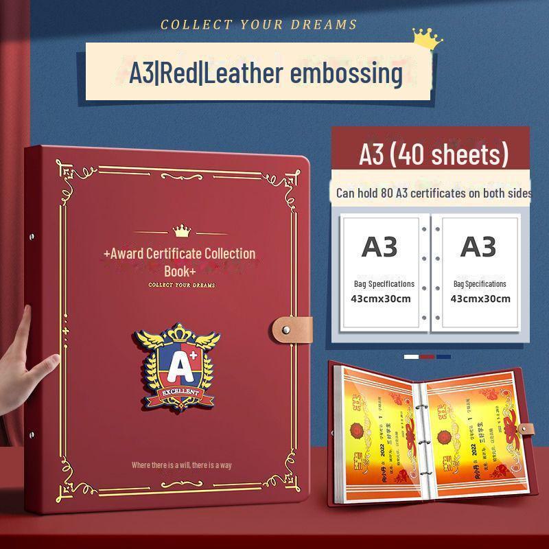 Альбом для студенческих наград и сертификатов в британском стиле из кожи - большая вместимость A3/A4 памятная фотокнига