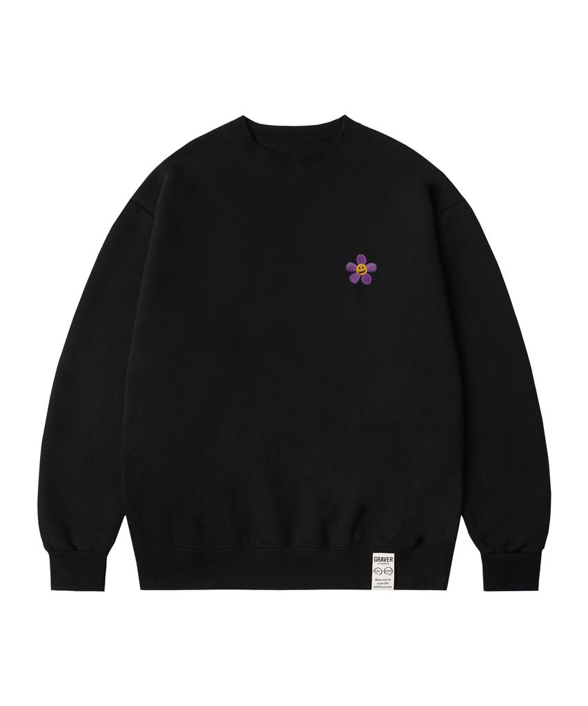 GRAVER [Unisex] Flower Dot Embroidered Sweatshirt_2 Colors