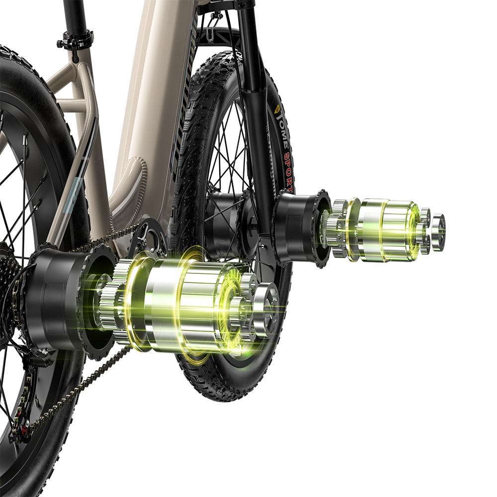 SHENGMILO S700 1000W Dual-Drive Fat Tire Electric Bike, Brown Cruiser E-Bike with Samsung Battery, Shimano 7-Speed, Hydraulic Brakes