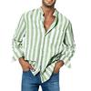Men Shirt Long Sleeve Stand Collar Loose High Elasticity Casual Dress-up Stripe Printing Striped Shirts Casual Linen Buckle Top for Dating