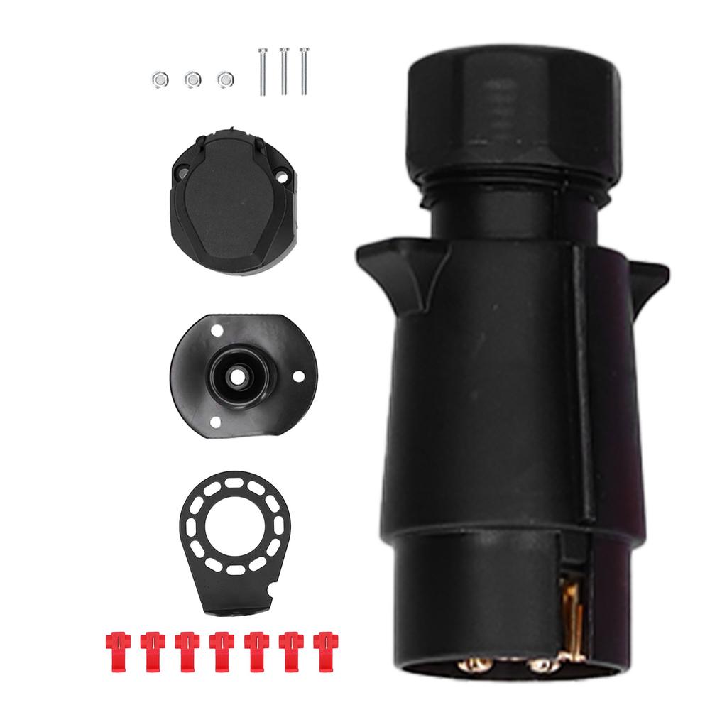 7 Pin Trailer Plug Connector Wiring Adapter Copper Contact for Commercial Vehicle Trailer RV Car