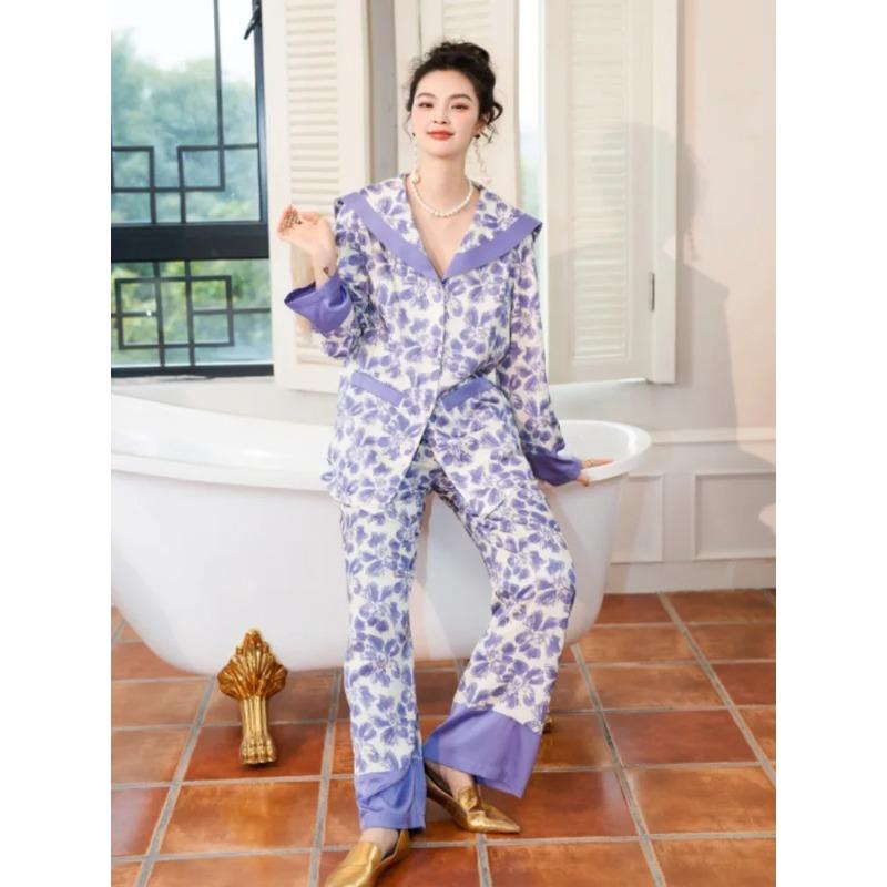 Пижама Dream Pajamas для женщин, весна и осень, новый комплект домашней одежды из атласа Ice Silk