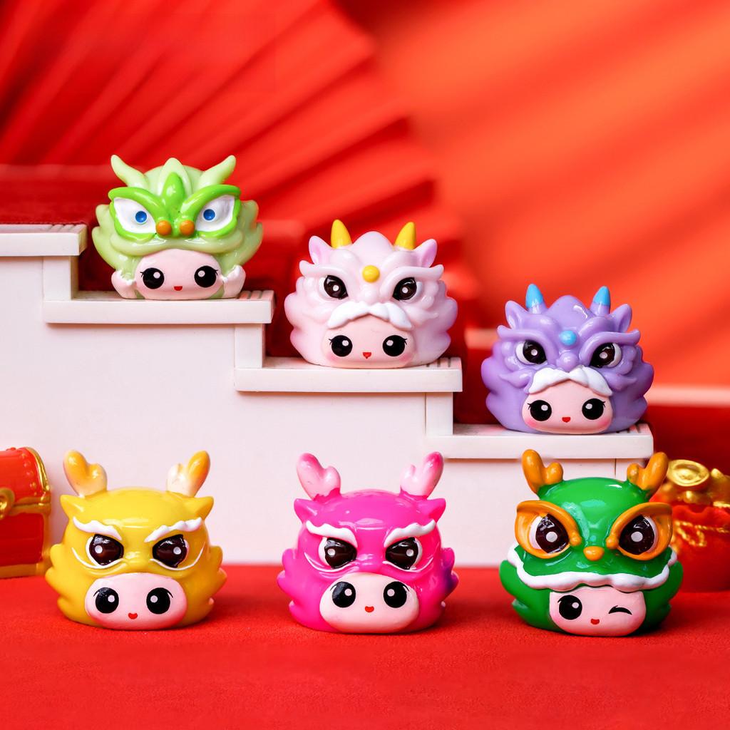 Adorable Year Of The Dragon Resin Figurine Cute Cartoon Desk Decor In Multiple Colors