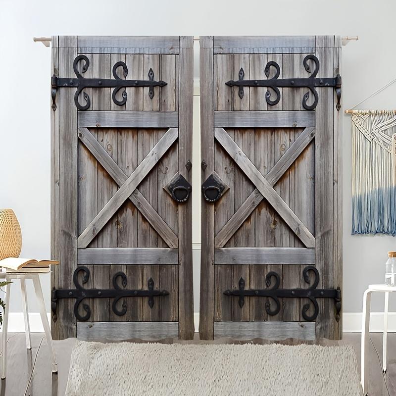 2 панели винтажные деревянные двери узор напечатанные шторы для гостиной спальни, полупрозрачный светофильтр модный домашний декор