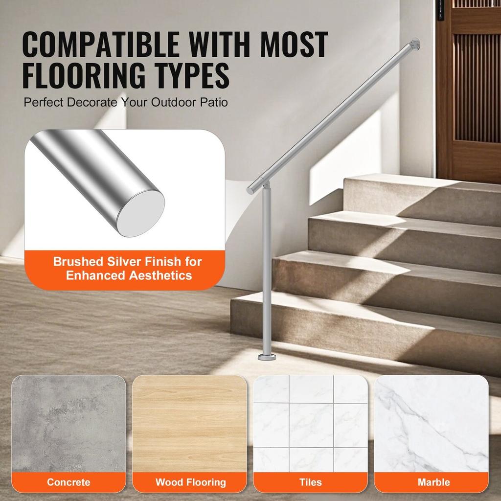 47.3in 120cm Handrails for Outdoor Steps for Porch Deck Stainless Steel