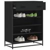 Black Shoe Cabinet 75x38x97.5 Cm Engineered Wood Metal