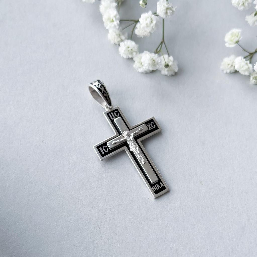 Серебряный крестик с емаллю (2156611)