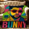 Музыка B-Bad Bunny-y Бросок Толстый Комфорт Фланелевое Одеяло, Многоцелевое Использование В помещении На улице Ежедневный Сон
