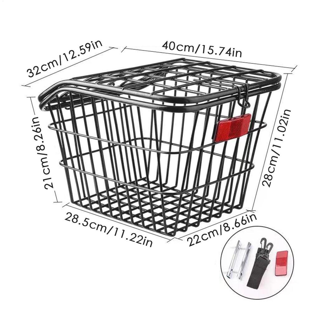 Electric Bike Basket Front Easy To Install Metal Wire Carrier Portable Universal for Park Camping Cycling Outdoor Accessory