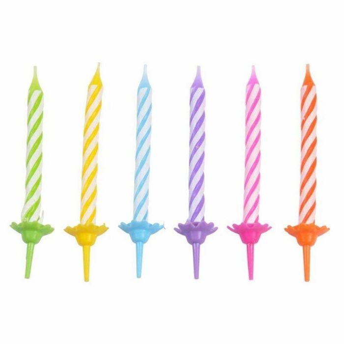 Bougies d'anniversaire - EDEN - Lot de 24 - Bleu - H 5,5 cm - Support plastique