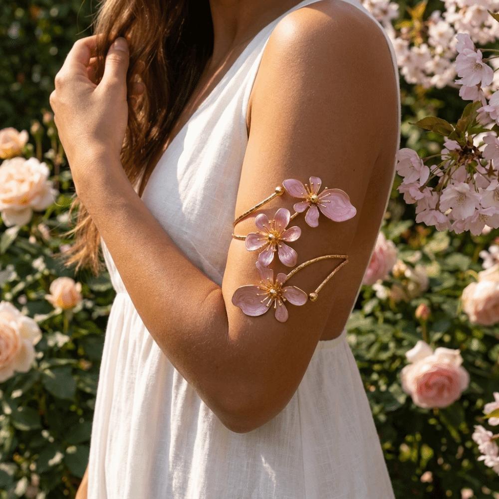 Adjustable Flower Bracelet Retro Floral Armband Fashion Accessories Open Arm Bangle Party
