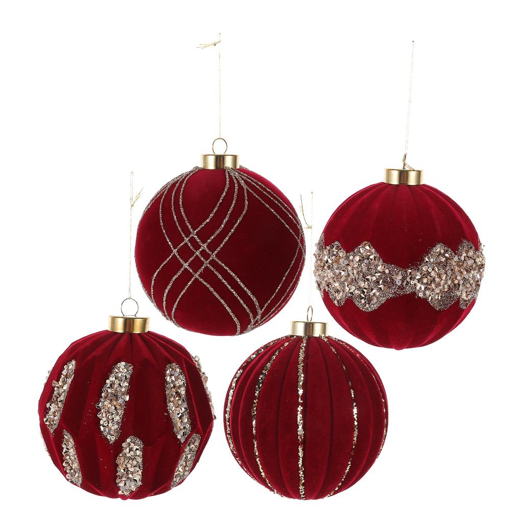 4 шт. Бархатные елочные шары, блестящие флокированные подвесные шары, елочные украшения, рождественские безделушки, оформление рождественской вечеринки, 10 см
