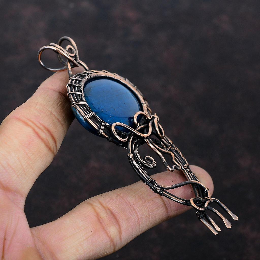 Неоновая вспышка лабрадорит кулон медная проволока обернутый драгоценный камень кулон ручной работы медные украшения уникальный стиль кулон проволока обернутый ювелирные изделия для подарка