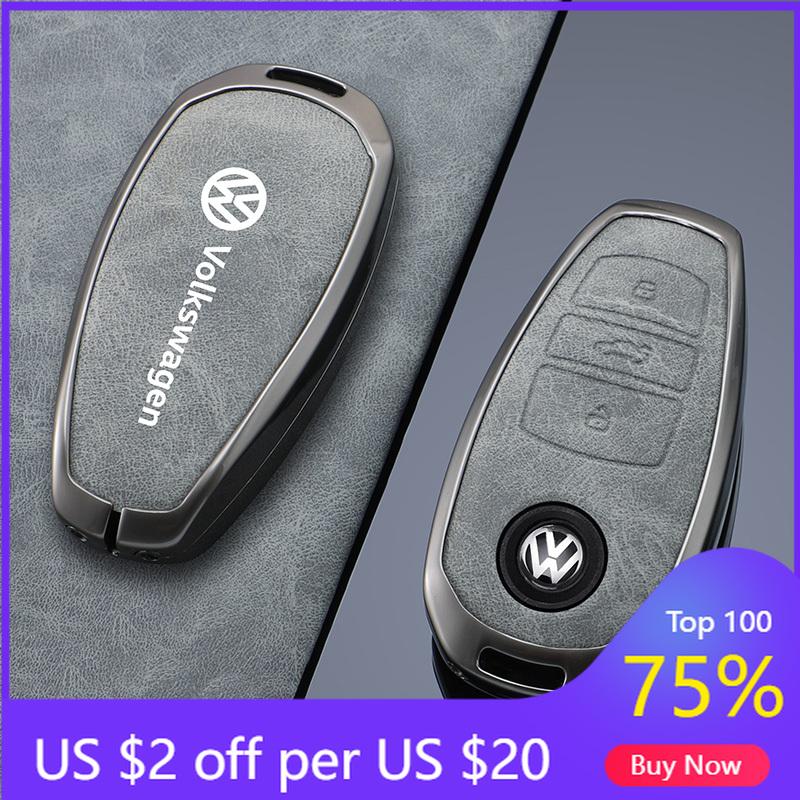 VW GTI GOLF 2026 Hot For VW VOLKSWAGEN Zinc Alloy Leather Car Remote Key Case Cover Shell Fob for VW Volkswagen Touareg 2017 201