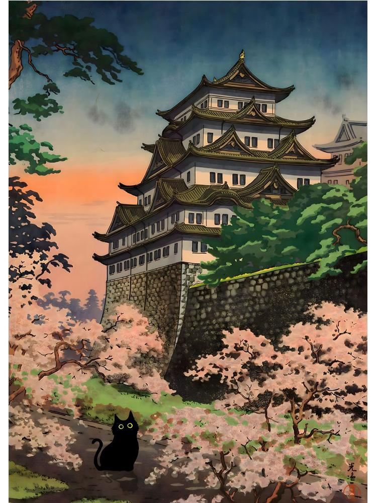 Винтажный Юмор Черный кот в лесном озере Холст Картина Забавный котенок Настенный художественный принт постер для гостиной украшения дома