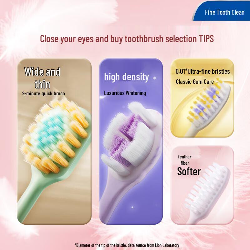 Lion Fine Tooth Clean Gum Toothbrush, Soft Bristle, 3-Pack