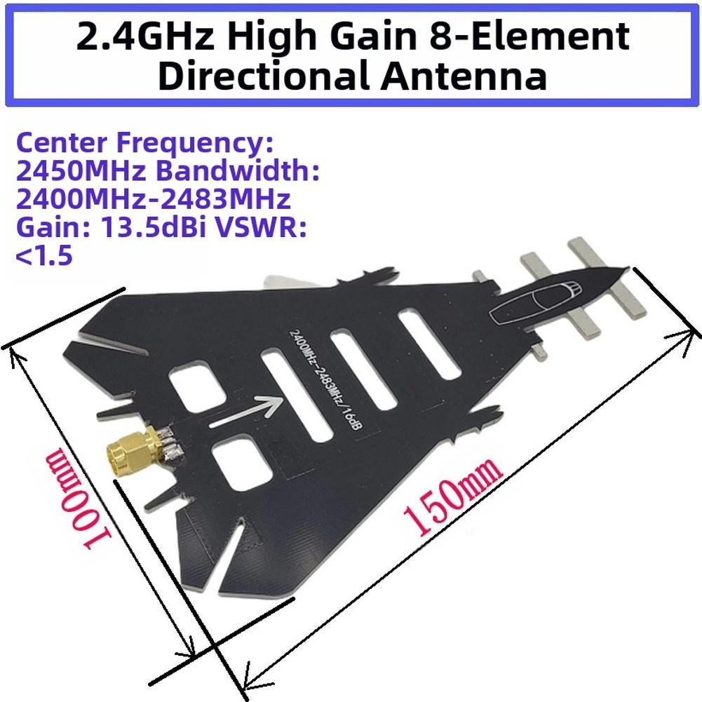 2.4GHz High-Gain 8-Element Yagis Directional Antenna With 2400-2483MHz Signal Transmission For Remote Control Drones