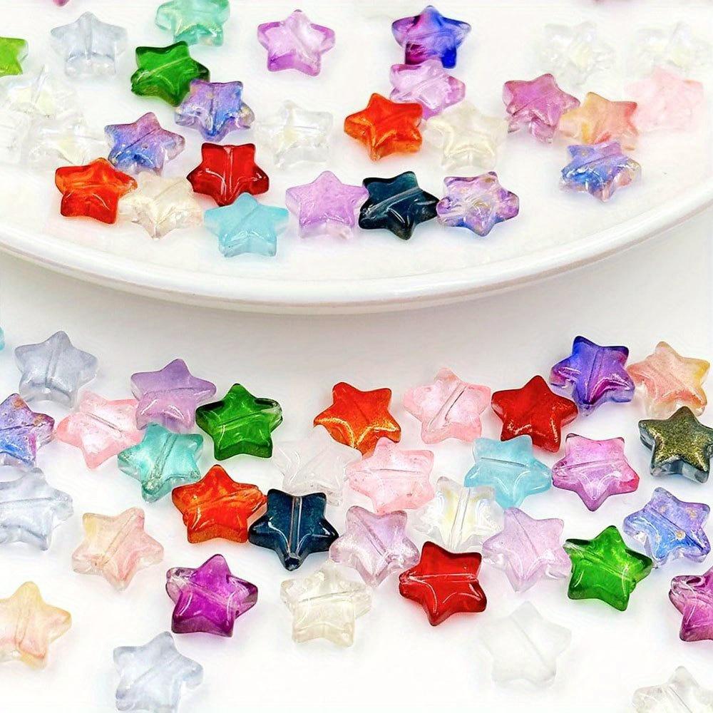 20/50/100pcs Glass Material Mixed Colors Star Glass Beads Creative Star Decorative Beads Colorful Interval Beads DIY Bracelet Necklace Earrings Key