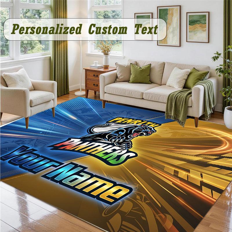 Crystal Velvet Square Rug Custom NamePenrith Panthers Pattern Non Slip Home Floor Decor Rug