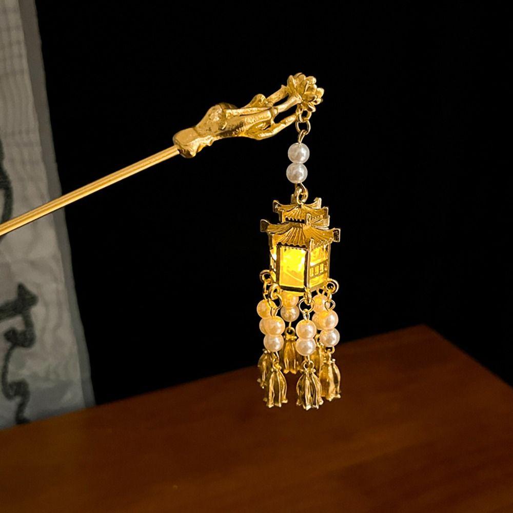 1 шт., палочка для волос в древнем стиле, вставка для волос в китайском стиле, высококачественная шпилька-фонарь в форме лотоса для женщин