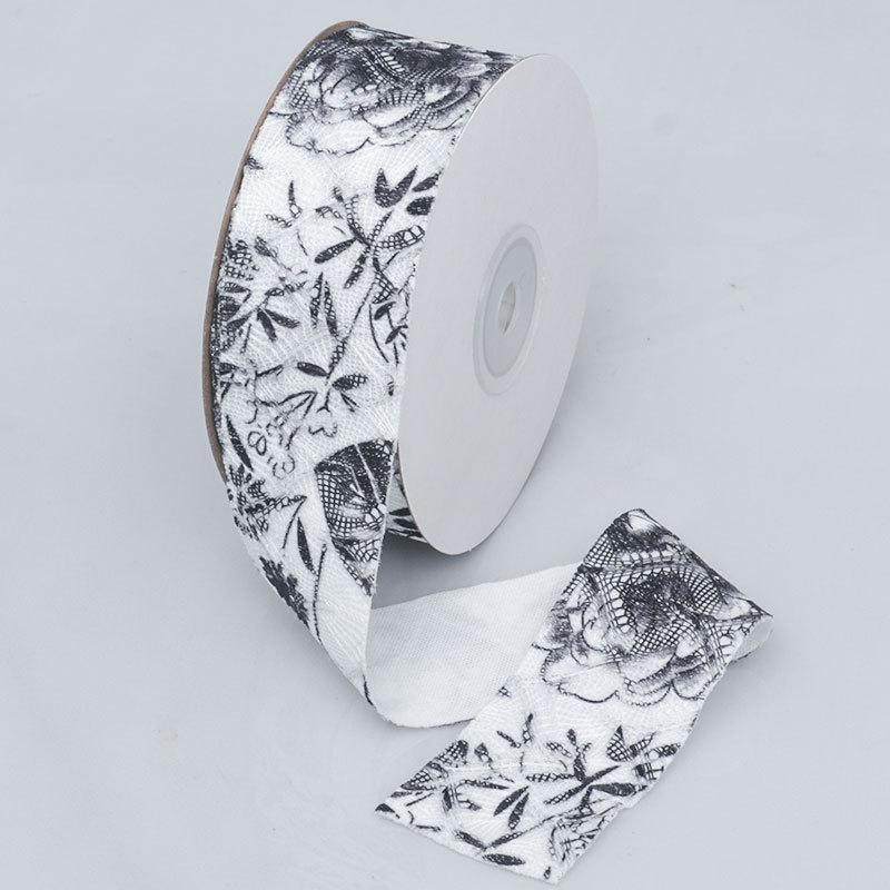 DIY Decorative Embellishments Romantic and Cozy Ancient Lace Printed Ribbon Diy Bow Handmade Decorative Ribbon Gift Cake Bouquet Packaging Ribbon