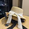 Новая женская соломенная шляпа с бантом в горошек во французском стиле, летняя шляпа для защиты от солнца в стиле пляжного отдыха на море