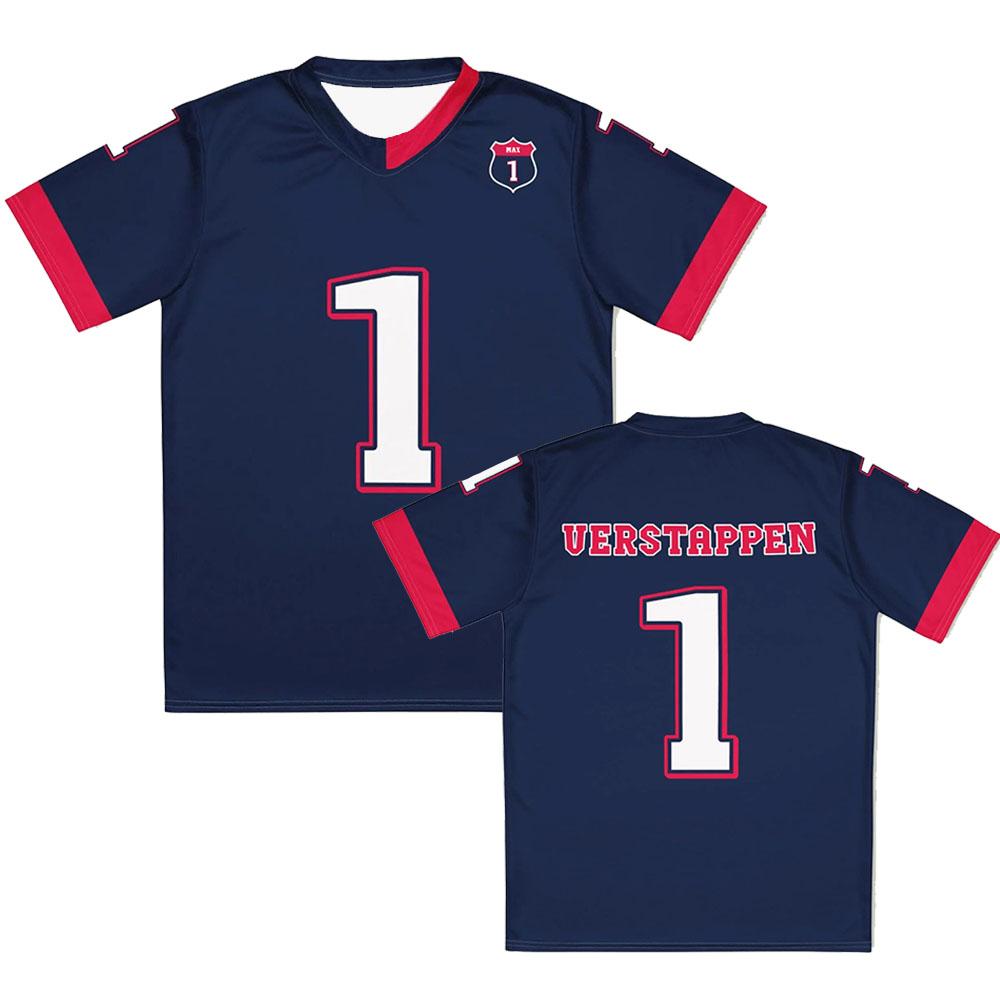 Макс Номер 1 Ферстаппен Футболки с коротким рукавом Унисекс Уличная одежда 3D-печать Футболка Повседневная Свободная с круглым вырезом Одежда